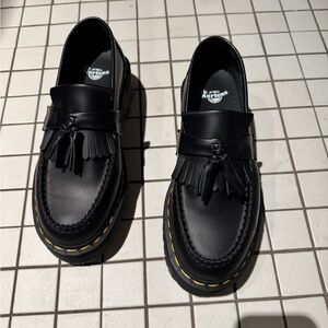 Dr. Martens Adrian Leather Platform Black Tassel Loafers Unisex